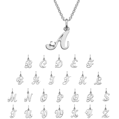 Charm with letter N, silver and stones