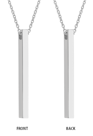 Engraved Vertical Bar Pendant Necklace